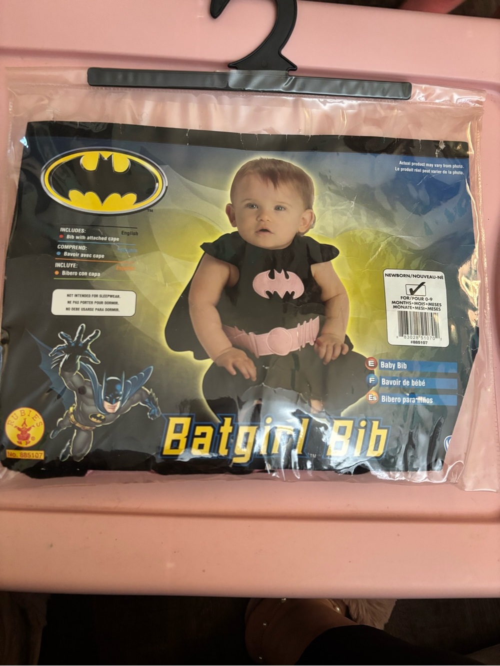 DC Batgirl Baby Bib Costume - Black and Pink
